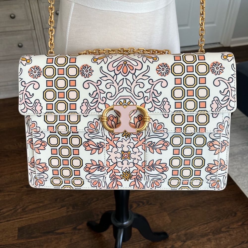 EUC Gemini Link Art Deco Garden Party Large Bag Tory Burch